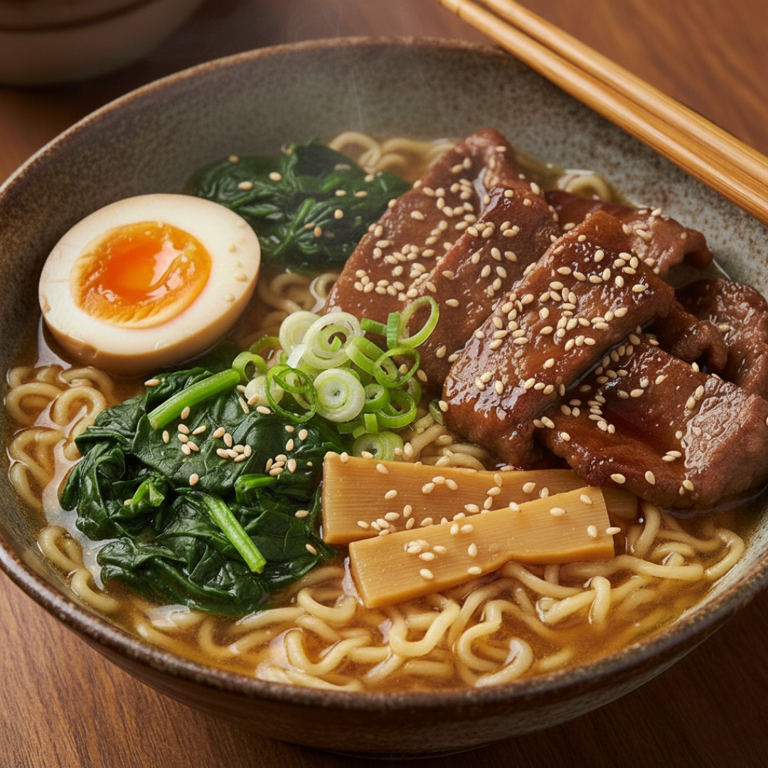 Teriyaki Beef Ramen – Zartes Rindfleisch in süss-salziger Glasur
