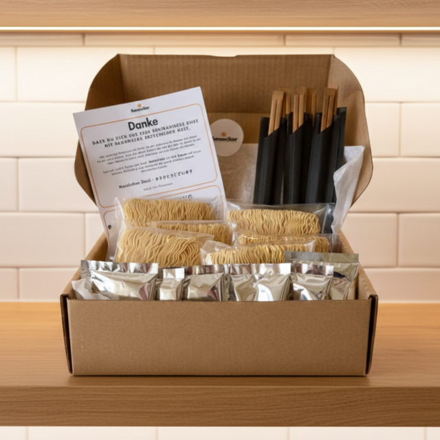 RamenStar Ramen-Kit mit 6 Portionen in einer Vorratsbox, ideal für die Zubereitung authentischer Ramen in der Küche