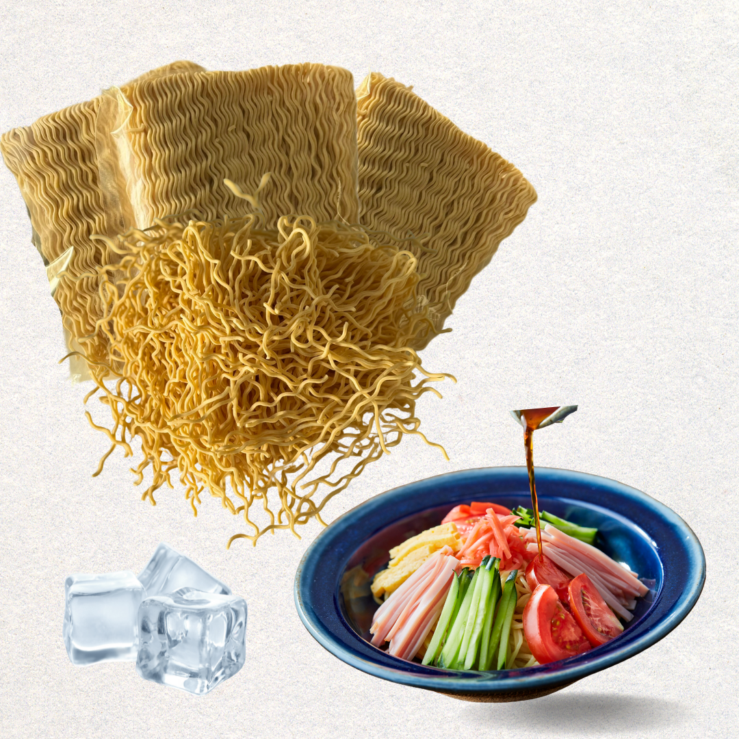 Nur Ramen Nudeln geeignet für kühle Sommer Ramen namens Hiyashi Chuka Ramen